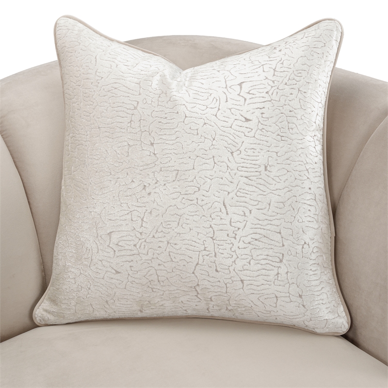 Michael Amini Yvette Chair and a Half in Porcini Velvet and Champagne Wood Frame