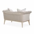 Michael Amini Yvette Chair and a Half in Porcini Velvet and Champagne Wood Frame