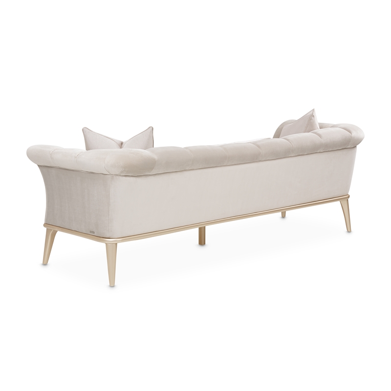 Michael Amini Yvette Sofa in Porcini Velvet and Champagne Wood Frame