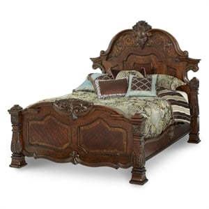 windsor court eastern king traditional wood bed - vintage brown fruitwood