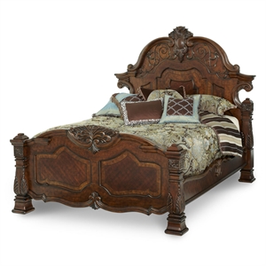 windsor court queen traditional wood bed - vintage brown fruitwood
