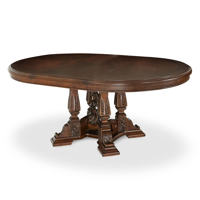 Windsor Court Traditional Round Wood Dining Table - Vintage Brown Fruitwood