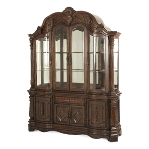 michael amini windsor court china wood cabinet in brown vintage fruitwood