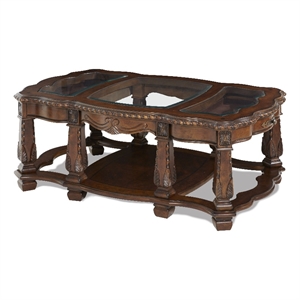 michael amini windsor court rectangular wood cocktail table in vintage fruitwood