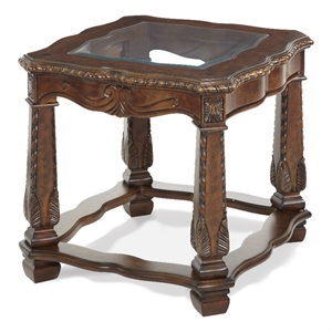 michael amini windsor court wood end table in brown vintage fruitwood