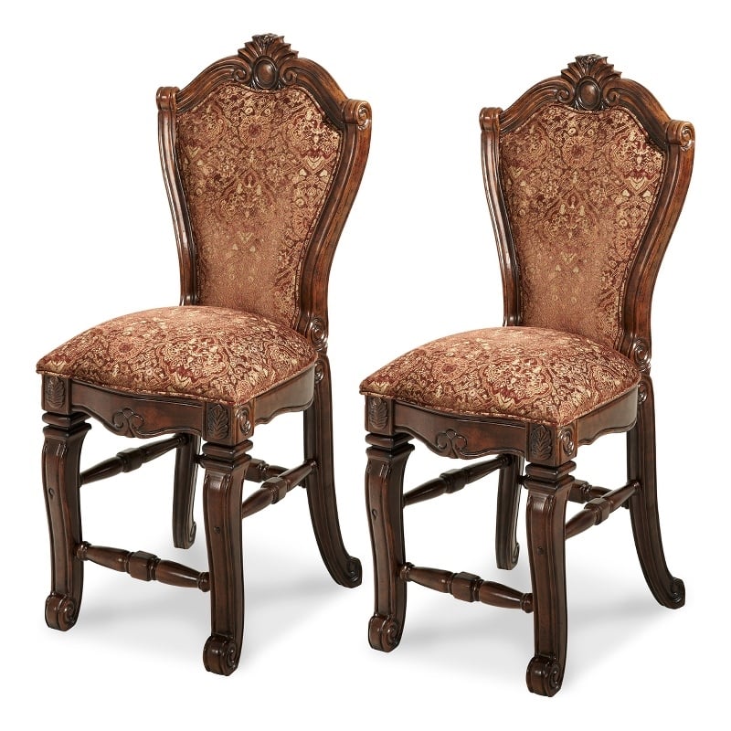 Windsor Court Traditional Counter Stool (Set of 2) - Vintage Brown Fruitwood