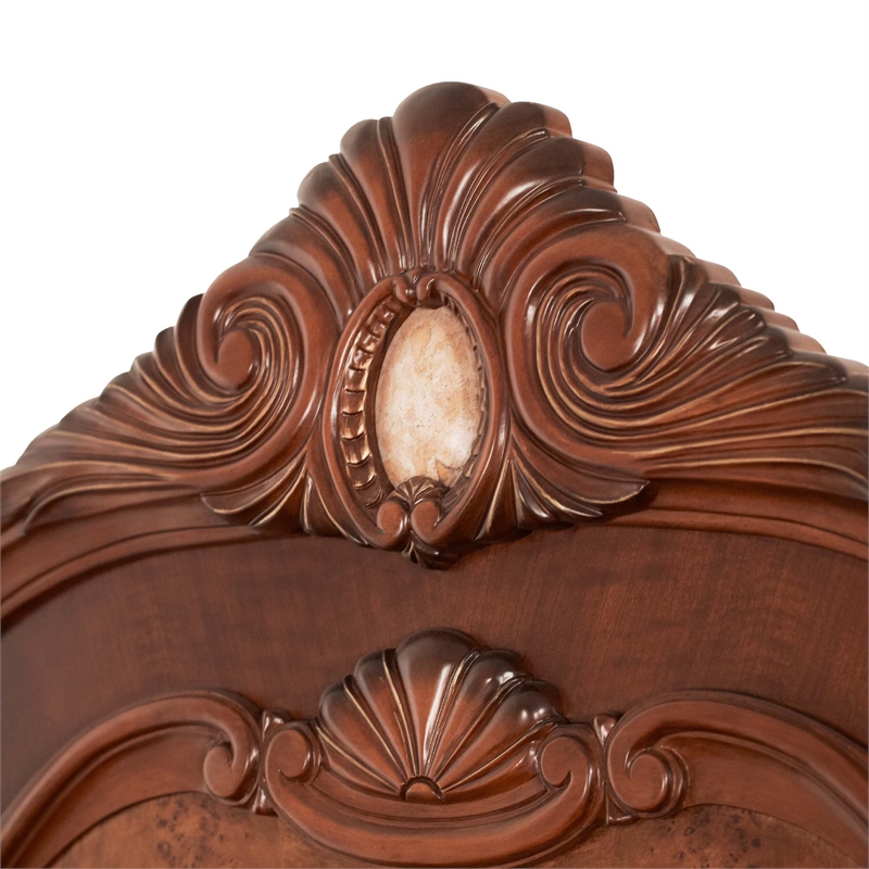 Cortina Cal. King Traditional Wood Sleigh Bed - Honey Walnut