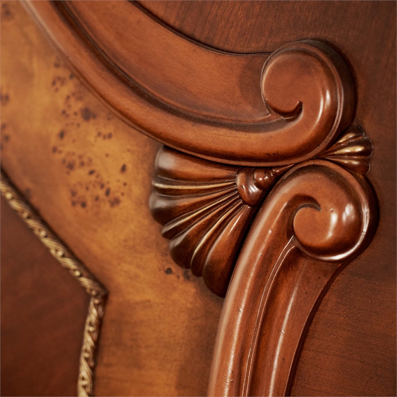 Cortina Cal. King Traditional Wood Sleigh Bed - Honey Walnut