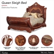 Cortina Queen Traditional Wood Sleigh Bed in Honey Walnut