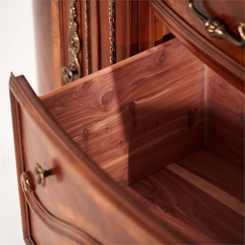 Cortina Traditional Wood Dresser with Mirror in Honey Walnut