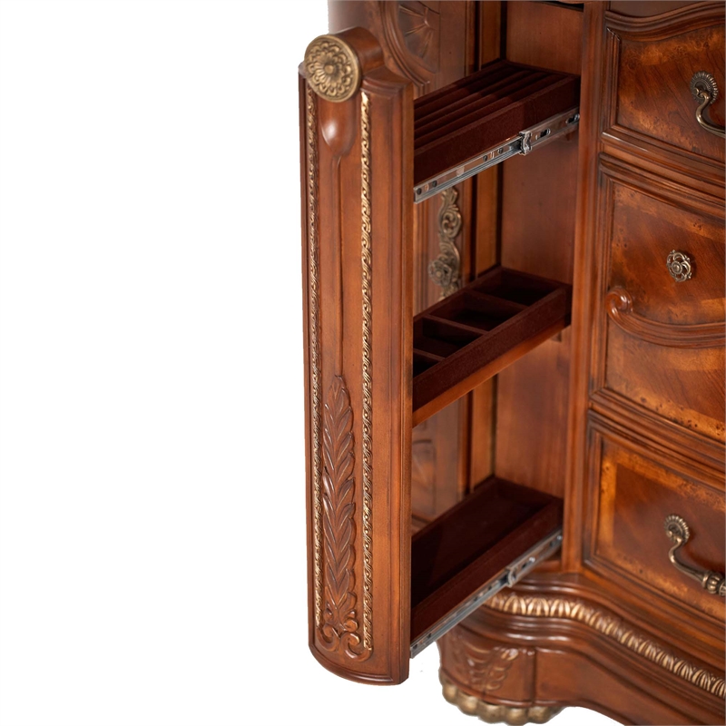Cortina Traditional Wood Dresser with Mirror in Honey Walnut