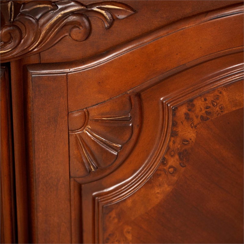 Cortina Traditional Wood Dresser with Mirror in Honey Walnut