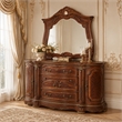Cortina Traditional Wood Dresser with Mirror in Honey Walnut