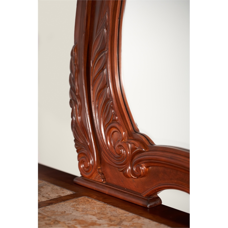Michael Amini Cortina Wood Dresser and Mirror Set in Honey Walnut