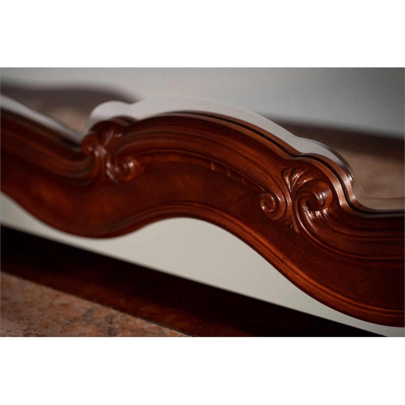 Michael Amini Cortina Wood Dresser and Mirror Set in Honey Walnut