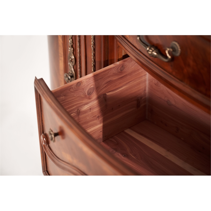 Michael Amini Cortina Wood Dresser and Mirror Set in Honey Walnut