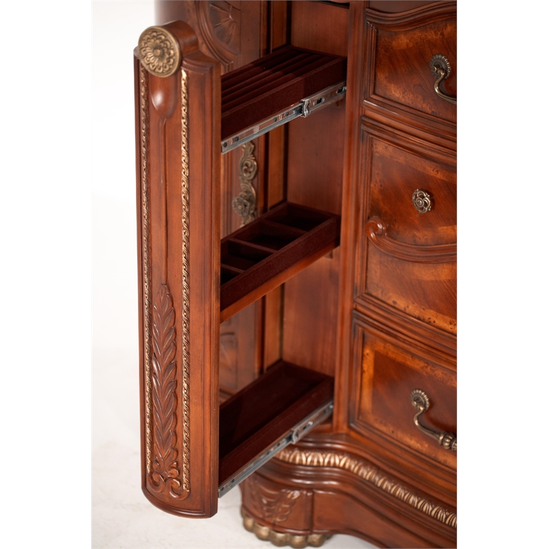 Michael Amini Cortina Wood Dresser and Mirror Set in Honey Walnut
