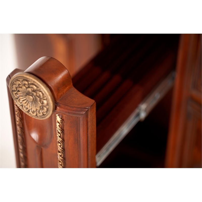 Michael Amini Cortina Wood Dresser and Mirror Set in Honey Walnut
