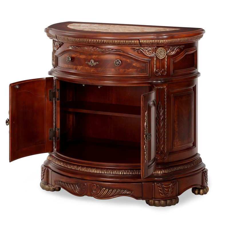 Michael Amini Cortina Wood Bedside Chest in Honey Walnut