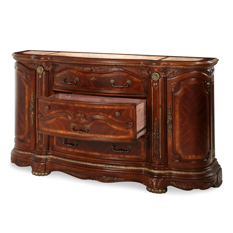 Michael Amini Cortina Wood Dresser in Honey Walnut
