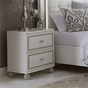 Michael Amini Sky Tower 2-Drawer Nightstand in Cloud White