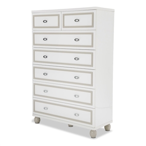 michael amini sky tower 7 drawer chest in cloud white