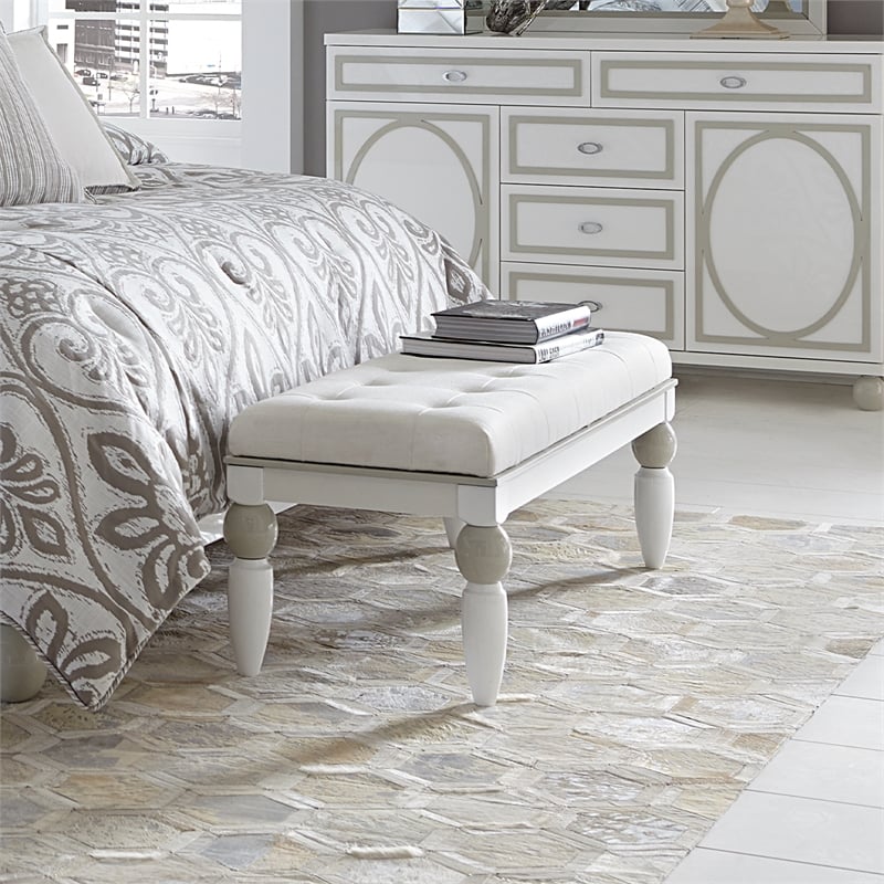 Michael Amini Sky Tower Bedside Bench in Cloud White