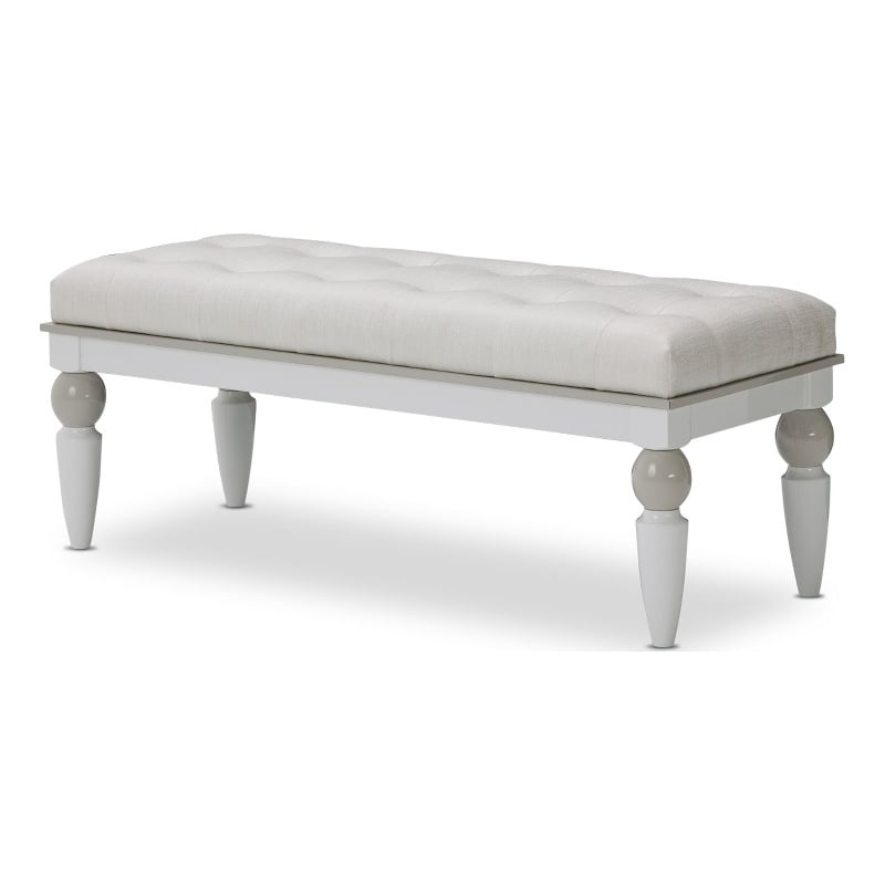 Michael Amini Sky Tower Bedside Bench in Cloud White