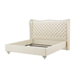 Michael Amini Hollywood Swank Eastern King Tufted Leather Bed - Creamy Pearl