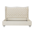 Michael Amini Hollywood Swank Eastern King Tufted Leather Bed - Creamy Pearl