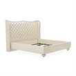 Michael Amini Hollywood Swank Eastern King Tufted Leather Bed - Creamy Pearl