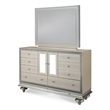 Michael Amini Hollywood Swank Upholstered Dresser with Mirror - Crystal Croc