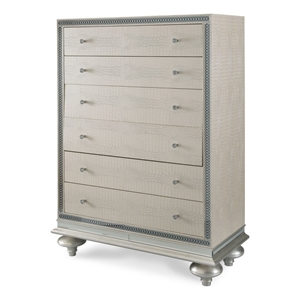 michael amini hollywood swank upholstered drawer chest - crystal croc