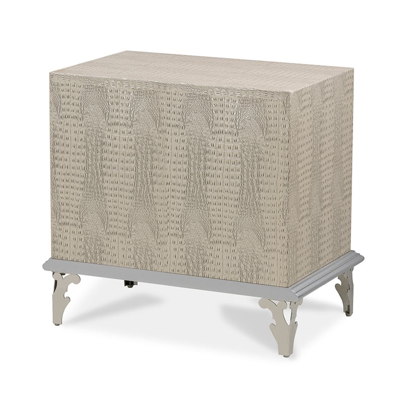 Michael Amini Hollywood Swank 2-Drawer Nightstand - Crystal Croc