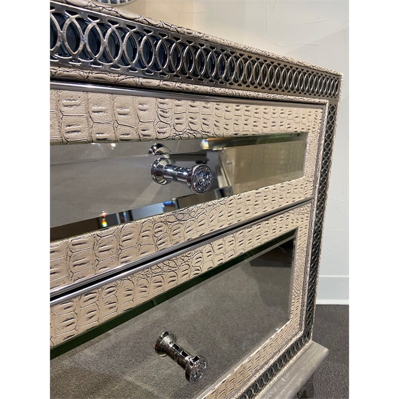 Michael Amini Hollywood Swank 2-Drawer Nightstand - Crystal Croc