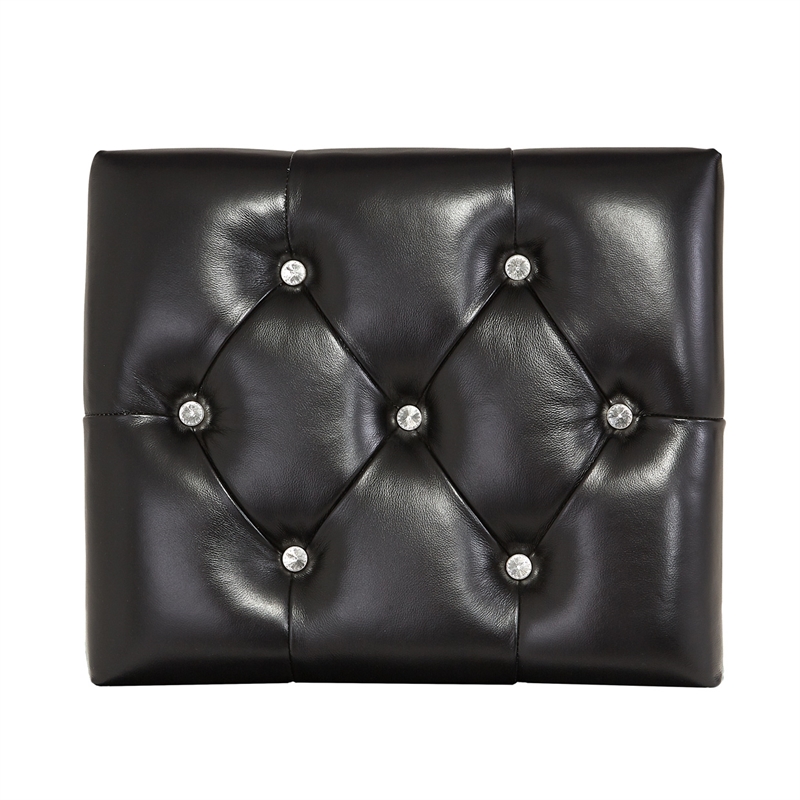 Hollywood Swank Tufted Leather Vanity Bench - Black