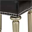 Hollywood Swank Tufted Leather Vanity Bench - Black