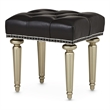 Hollywood Swank Tufted Leather Vanity Bench - Black