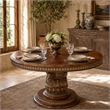 Michael Amini Villa Valencia Round Wood Dining Table - Classic Chestnut