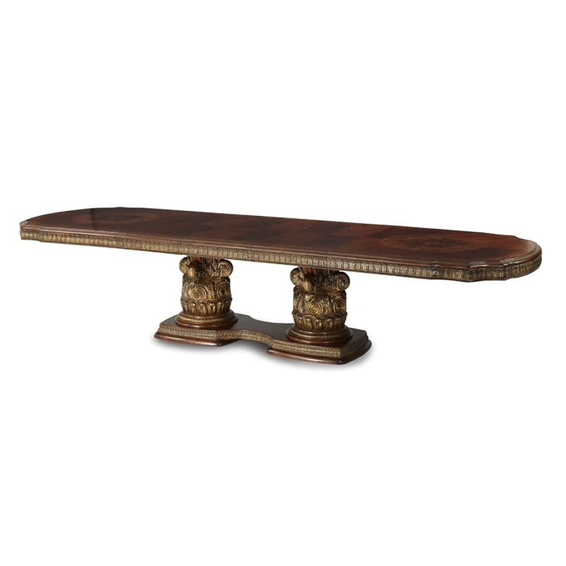 Michael Amini Villa Valencia Rectangular Wood Dining Table - Classic Chestnut