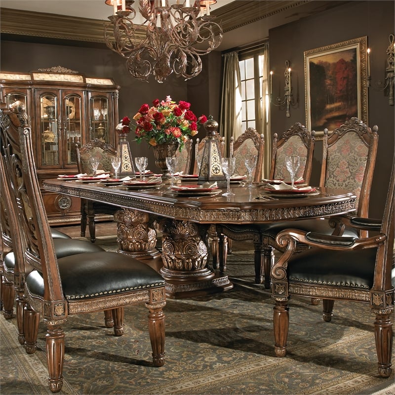Michael Amini Villa Valencia Rectangular Wood Dining Table - Classic Chestnut