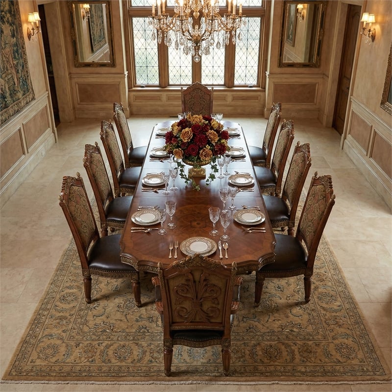 Michael Amini Villa Valencia Rectangular Wood Dining Table - Classic Chestnut