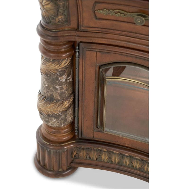 Michael Amini Villa Valencia China Cabinet with Lighting - Classic Chestnut