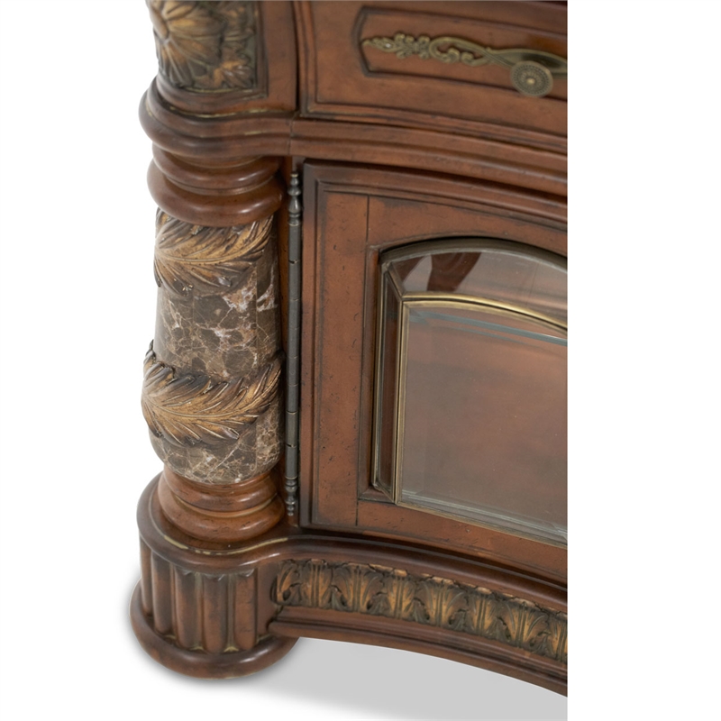 Michael Amini Villa Valencia China Buffet with Lighted Top - Classic Chestnut