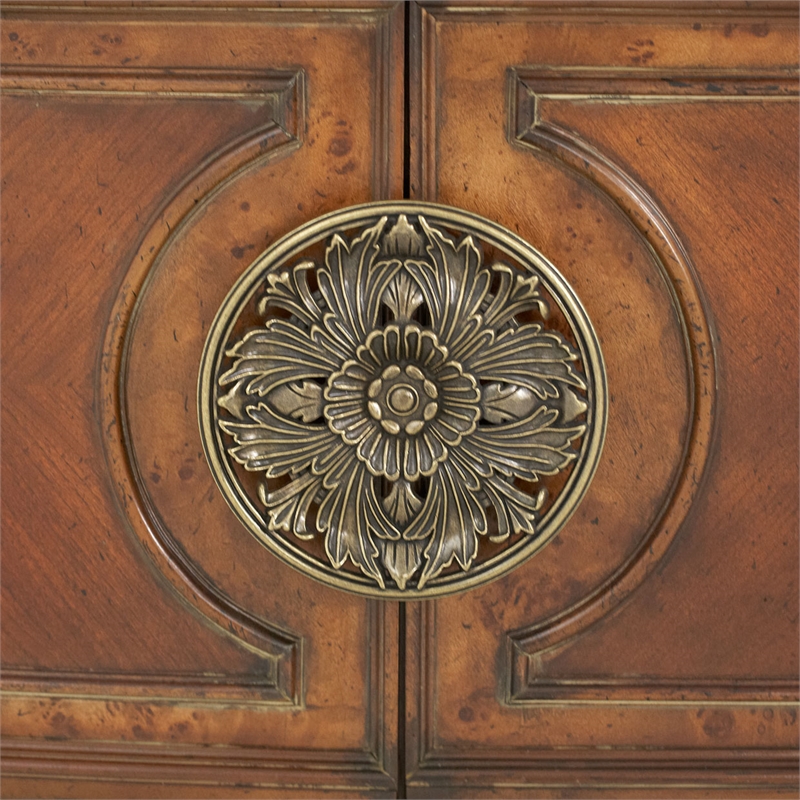 Michael Amini Villa Valencia China Buffet with Lighted Top - Classic Chestnut