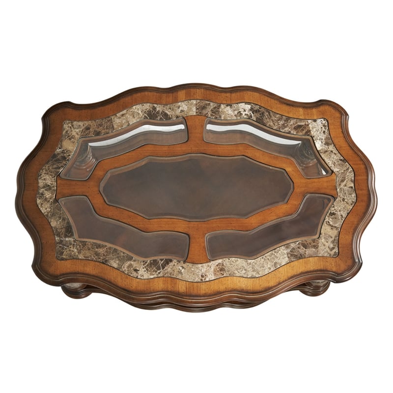 Michael Amini Villa Valencia Wood Cocktail Table - Classic Chestnut