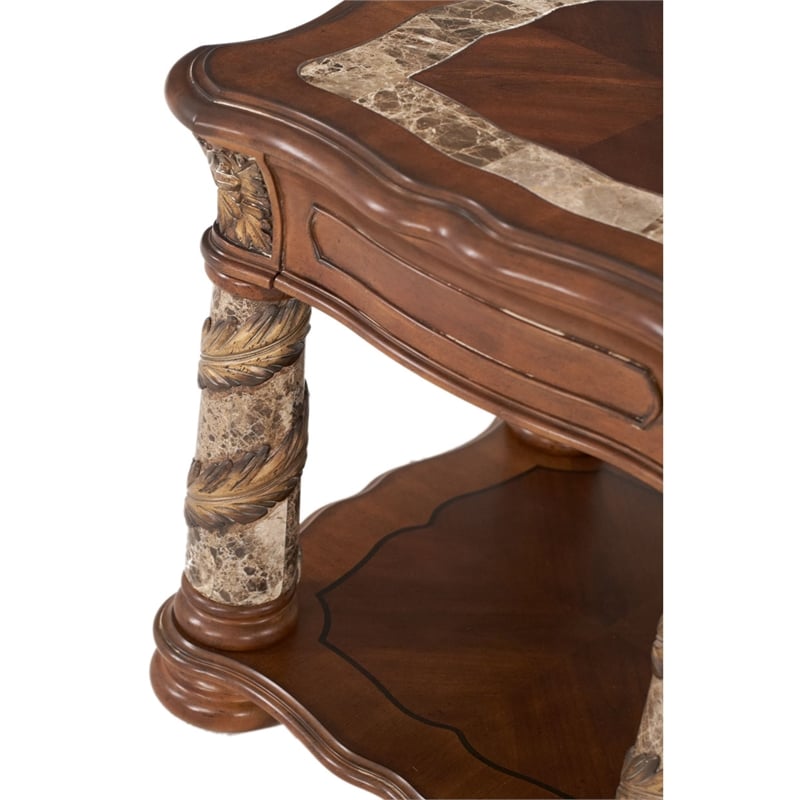 Michael Amini Villa Valencia Wood End Table - Classic Chestnut