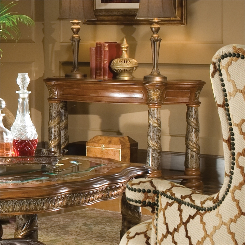 Michael Amini Villa Valencia Wood Sofa Table - Classic Chestnut