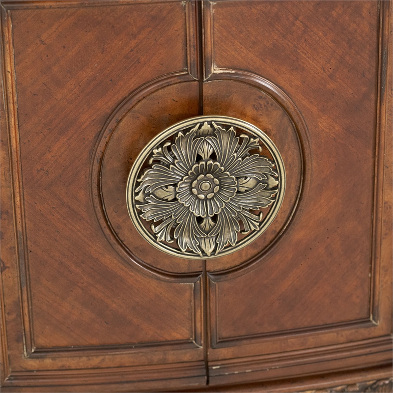 Michael Amini Villa Valencia Wood Sideboard with Mirror Set - Classic Chestnut