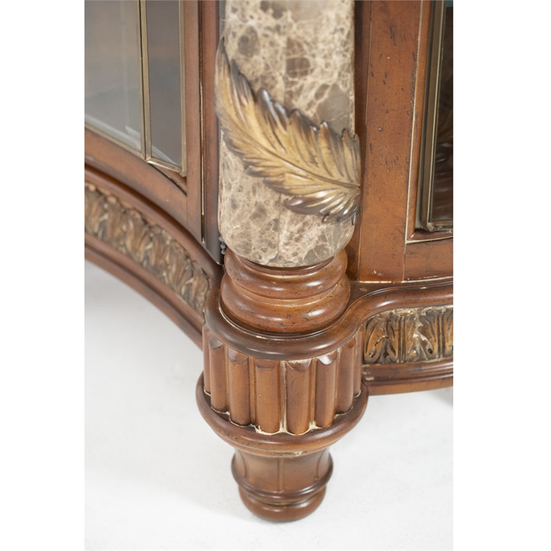 Michael Amini Villa Valencia Wood Sideboard with Mirror Set - Classic Chestnut